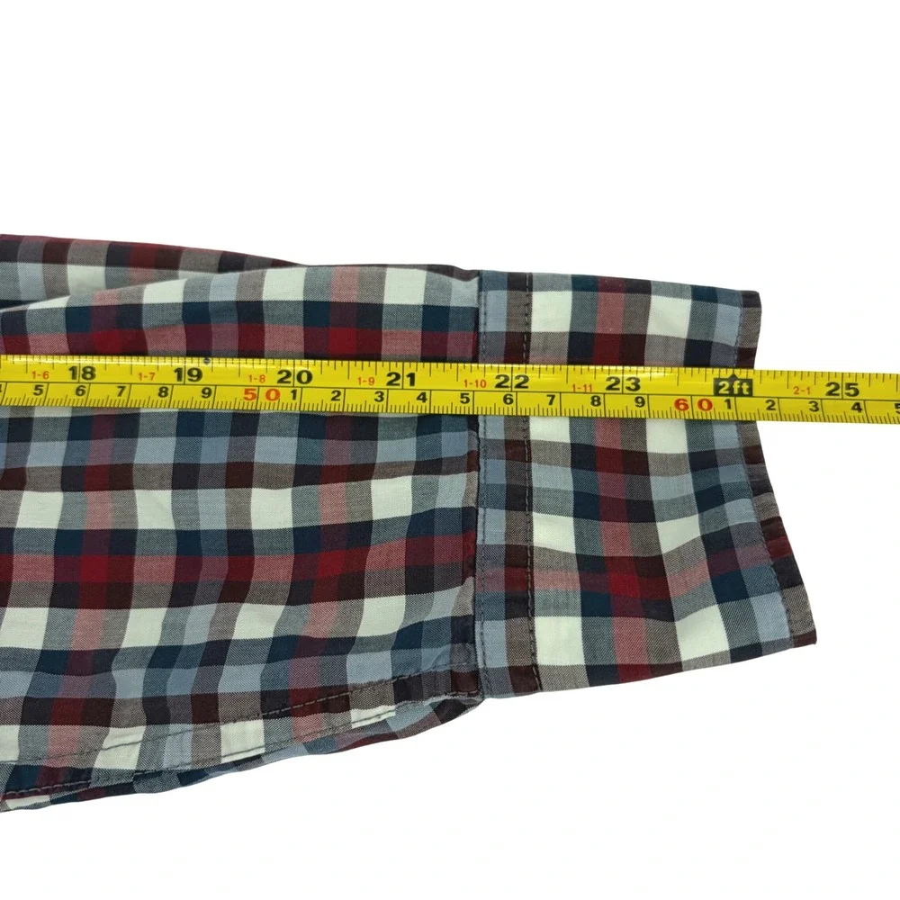 Banana Republic Grant Fit 078 Wash Shirt Red Blue Plaid Button Down Mens M